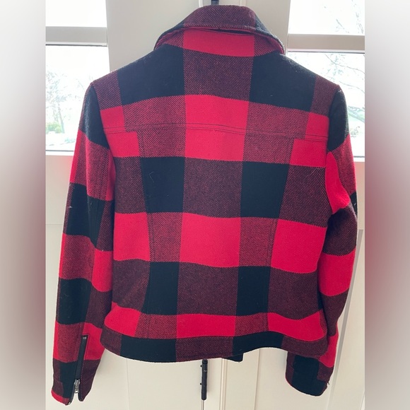 Loft small red black buffalo plaid jacket coat - Picture 5 of 7